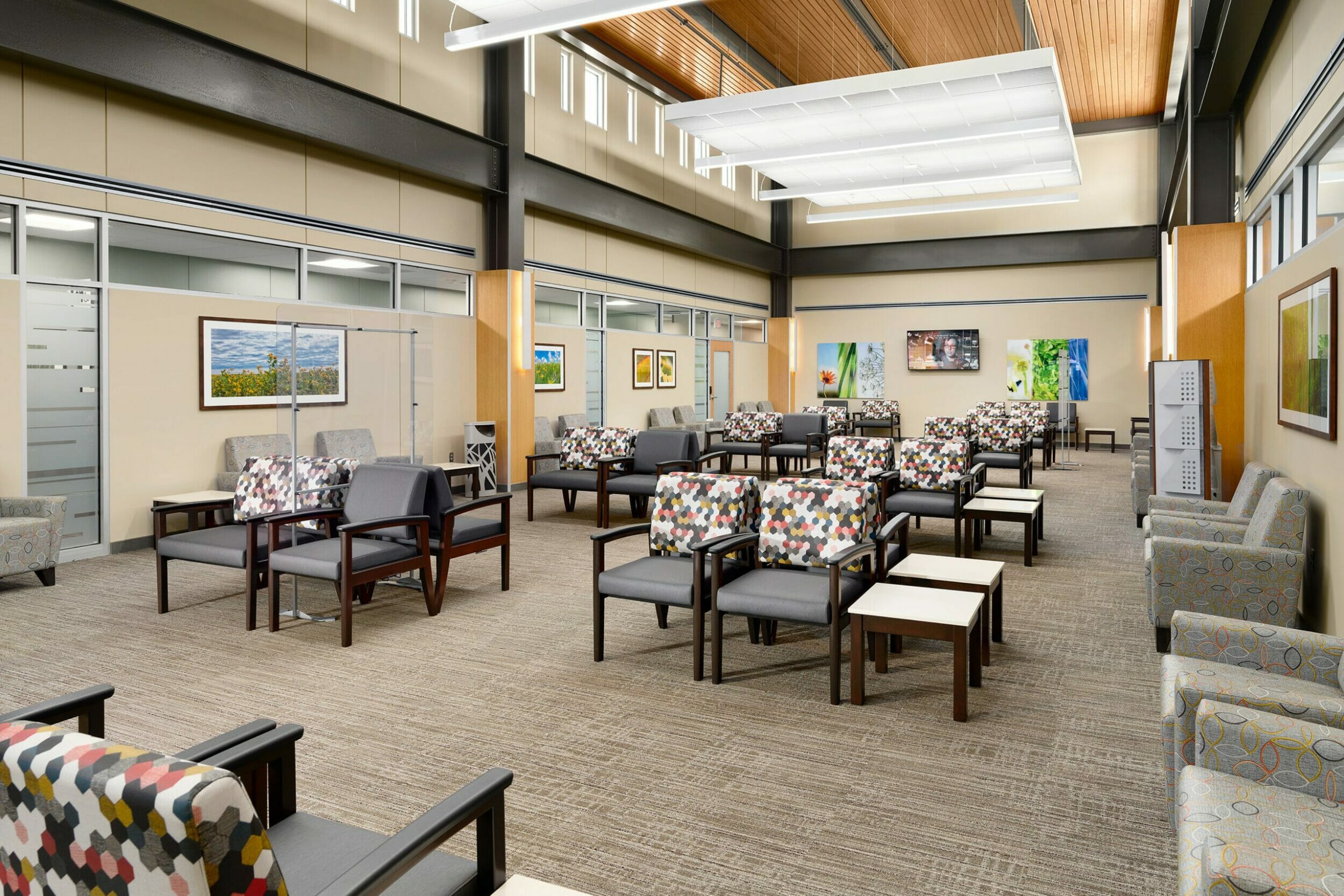 Bright lit waiting area medical office building