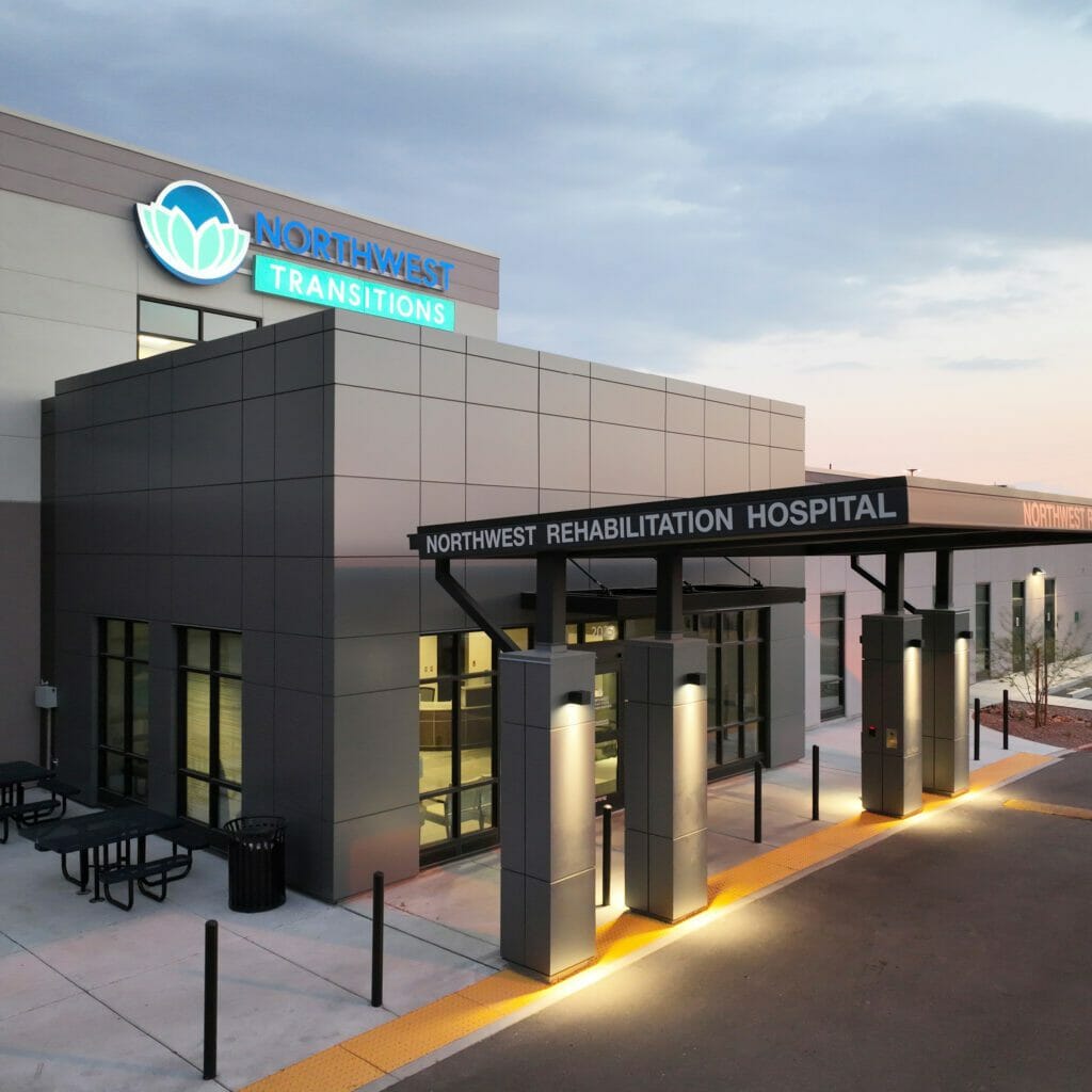 Exterior front entrance of Northwest Transitions Rehabilitation Hospital